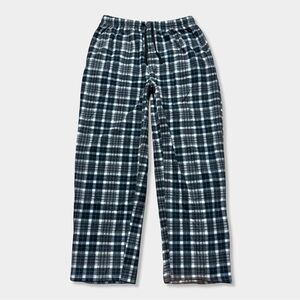 Mountains Peak Blue Black & Gray Plaid Soft Warm Fleece Pajama PJ Sleep Pants L
